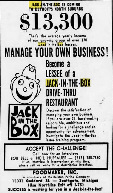 Jack-In-The-Box - June 1969 - Trying To Get Up And Running In Michigan